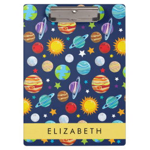 Porte-bloc Motif, Planètes, Étoiles, Cosmos, Votre Nom