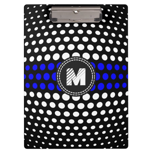 Porte-bloc Motif Pois bleu et blanc Monogram (Devant)