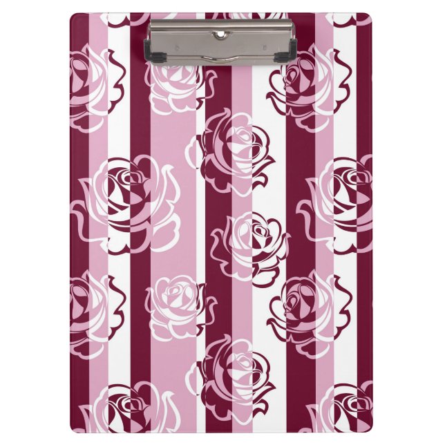 Porte-bloc Motif rayé avec des roses (Devant)
