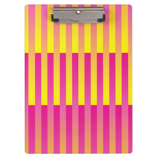 Porte-bloc Motif rayé rose jaune orange (Devant)