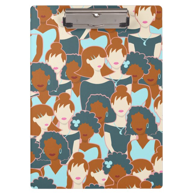 Porte-bloc Motif sans couture avec filles noires et blanches (Devant)