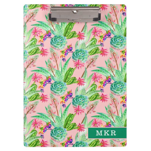 Porte-bloc Motif se développant de Succulents d'aquarelle (Devant)