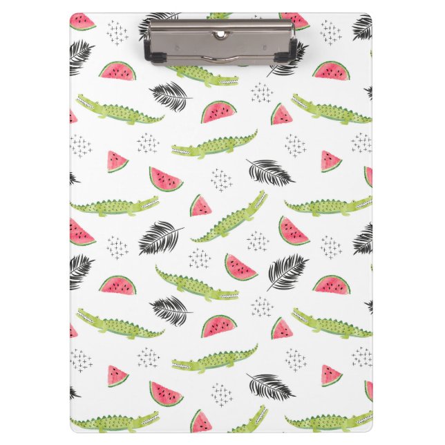 Porte-bloc Motif tropical de pastèque et de crocodile (Devant)