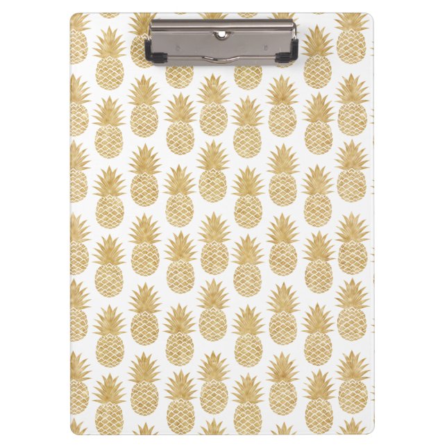 Porte-bloc Motif tropical élégant d'ananas d'or blanc (Devant)