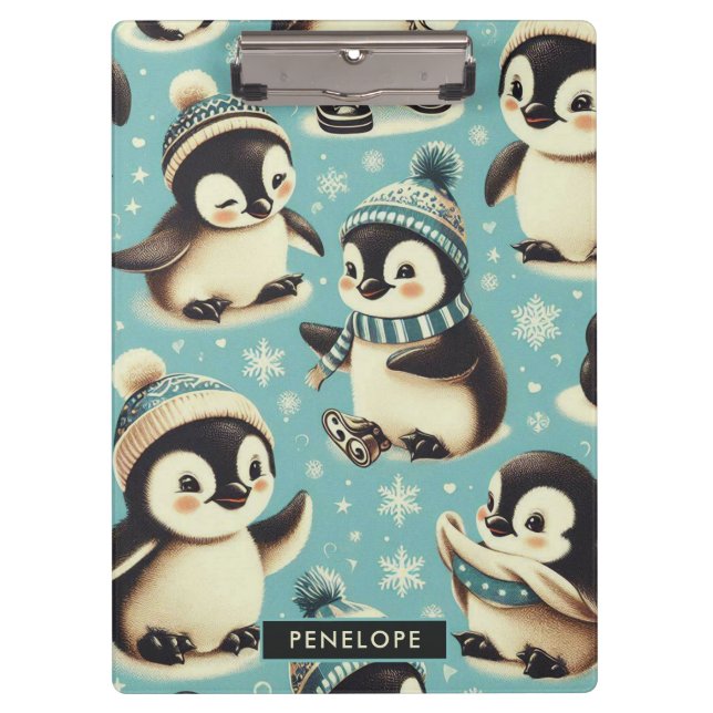 Porte-bloc Motif vintage Cute Penguin (Devant)