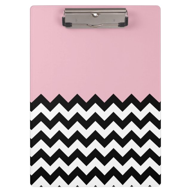Porte-bloc Motif Zigzag noir et blanc, Chevron, rose (Devant)