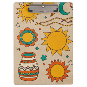 Porte-bloc Motifs de Bohême joueurs soleils dessinés à la mai