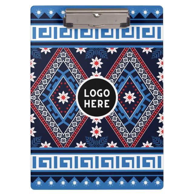 Porte-bloc Motifs géométriques ethniques Abstraits bleus avec (Devant)