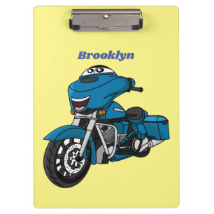 Porte-bloc Moto dessin animé bleu heureux mignon