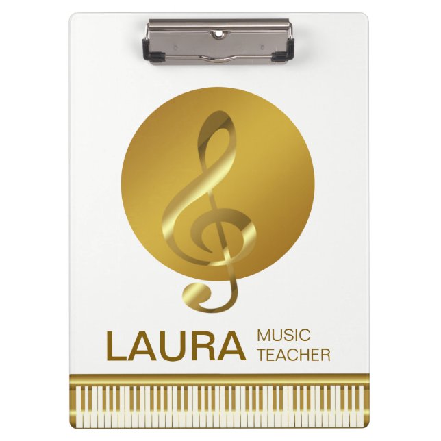 Porte-bloc Music Teacher Gold Piano Clavier Musicien DJ (Devant)