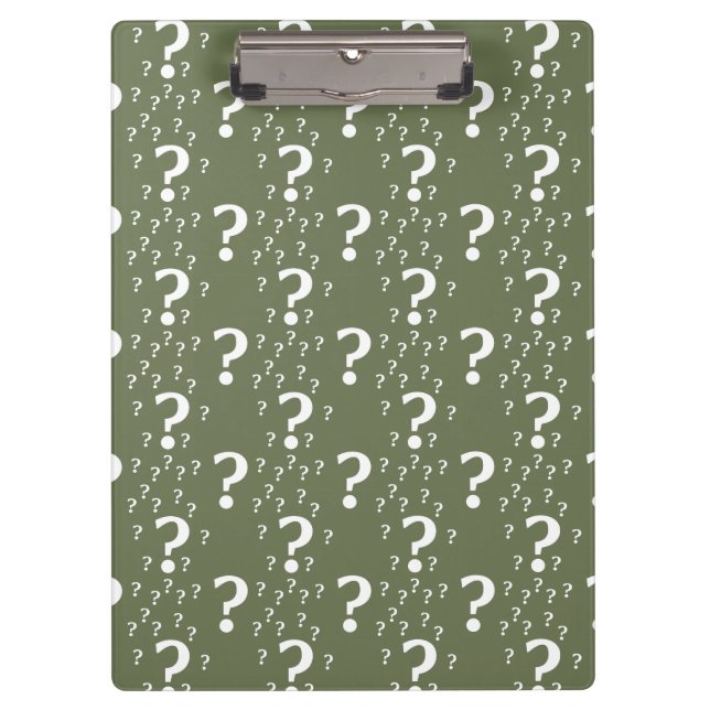 Porte-bloc Mystère question marque énigme puzzle vert olive (Devant)