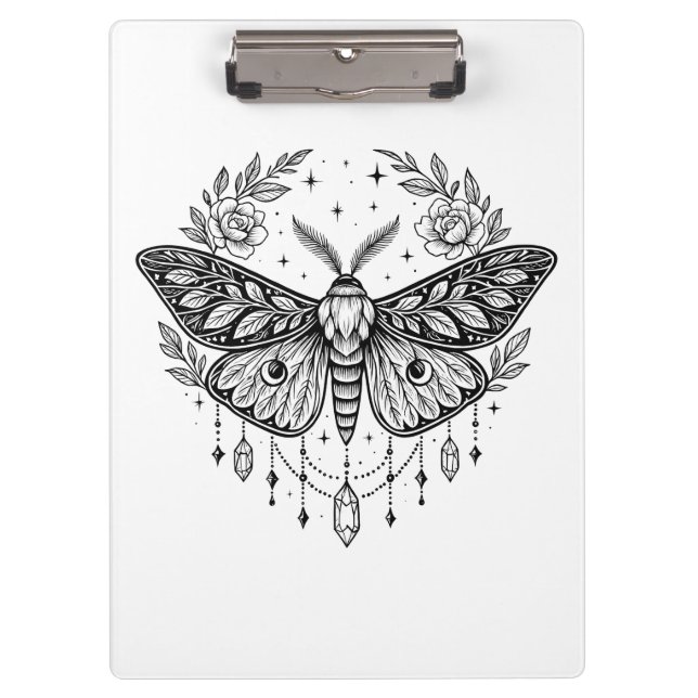 Porte-bloc Mystical Gothic Moth Botanical Celestial Line Art (Devant)