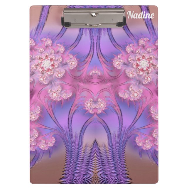 Porte-bloc NADINE ~ PASTEL 3D! Pink, Mauve GLOSSY Clipboard (Devant)