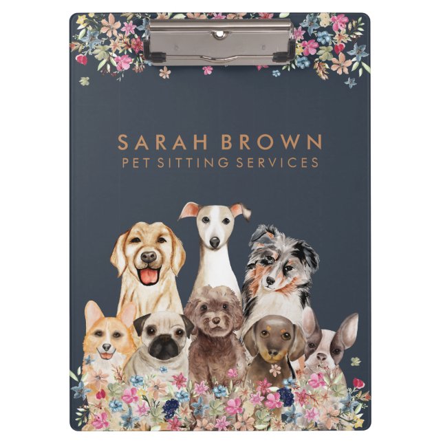 Porte-bloc Navy Brown Cute Dog Groomer Small Business flowers (Devant)