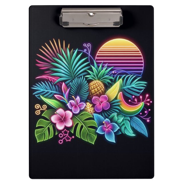 Porte-bloc Néon coloré tropical/hawaïen (Devant)