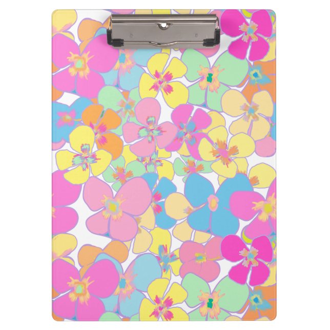 Porte-bloc Neon Retro Floral Rose (Devant)