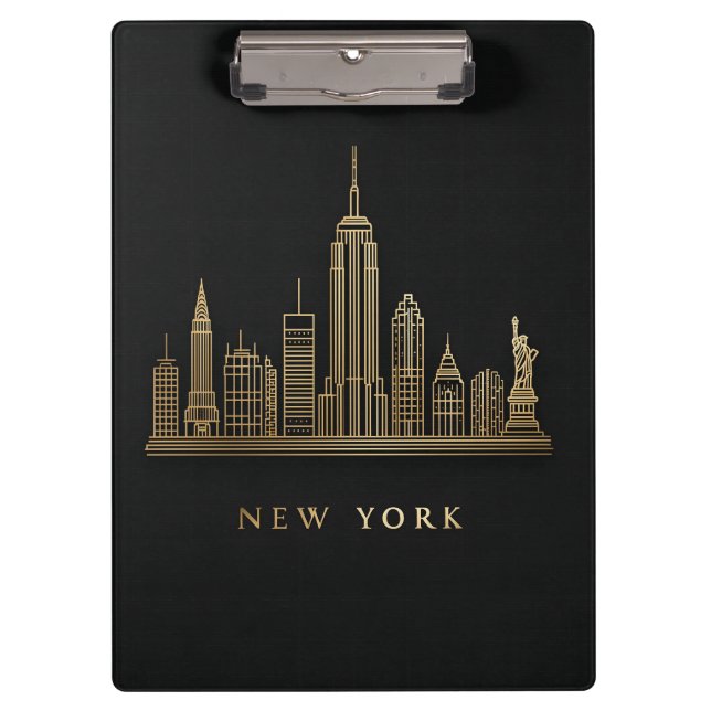 Porte-bloc New York Skyline Gold Line Art (Devant)
