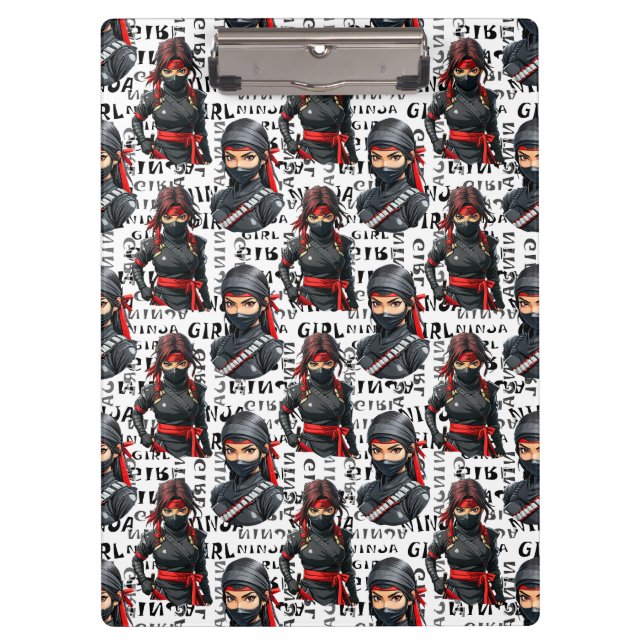 Porte-bloc Ninja Girls Anime With Text Pattern Design (Devant)