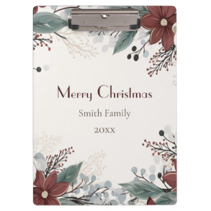 Porte-bloc Noël floral personnalisé rouge et blanc