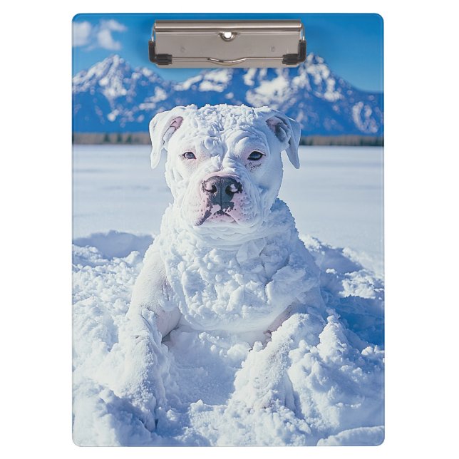 Porte-bloc Noël Pitbull Chien Snowman (Devant)