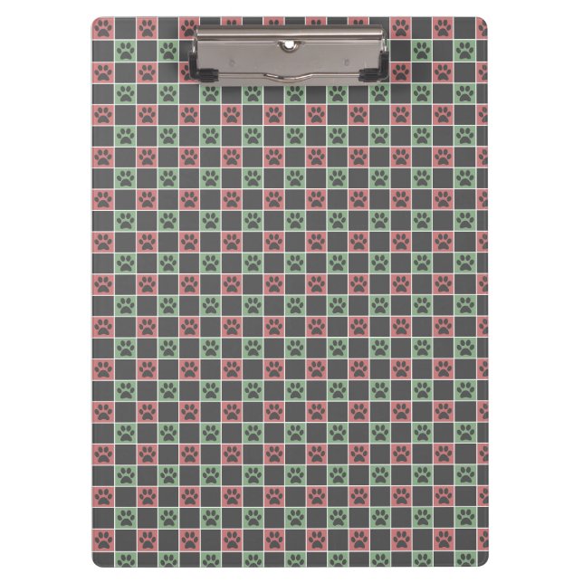 Porte-bloc Noël rouge et vert motif Empreinte de patte à thèm (Devant)