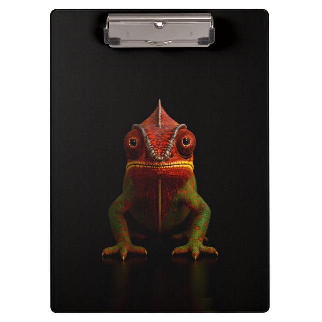Porte-bloc noir 4 Luxe, caméléon panthère (Devant)