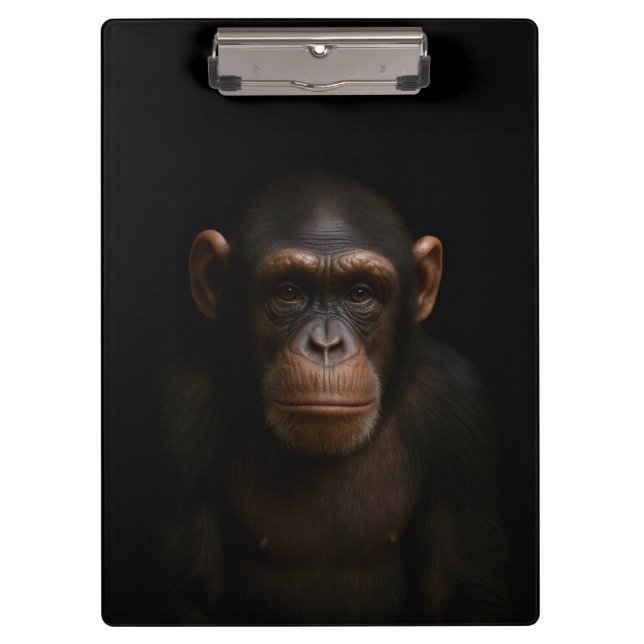 Porte-bloc noir 4 Luxe, Chimpanzé serein (Devant)