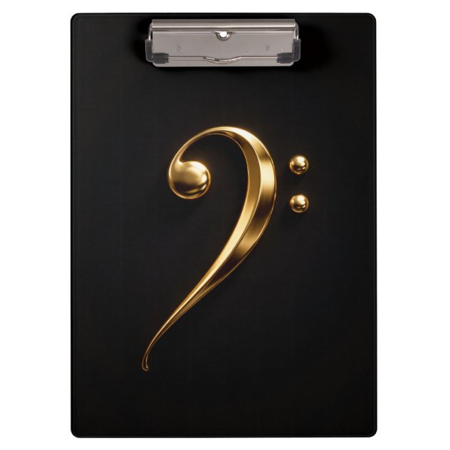 Porte-bloc noir 4 Luxe, Clé de fa dorée (Devant)