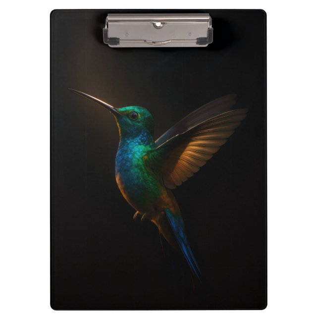 Porte-bloc noir 4 Luxe, colibri en vol (Devant)