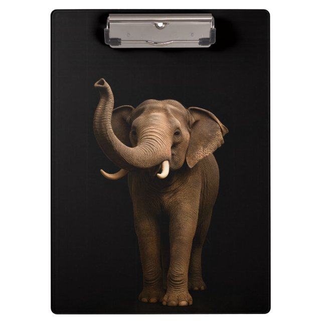 Porte-bloc noir 4 Luxe, éléphant majestueux (Devant)