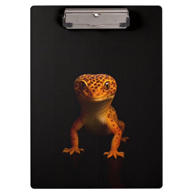 Porte-bloc noir 4 Luxe, Gecko léopard lézard (Devant)