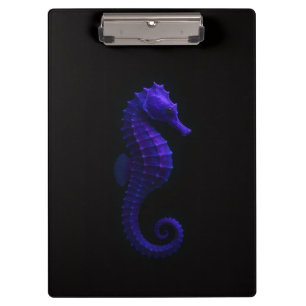 Porte-bloc noir 4 Luxe, hippocampe bleu violet
