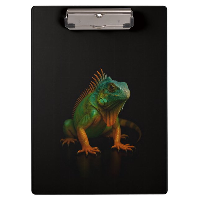 Porte-bloc noir 4 Luxe, Iguane vert (Devant)