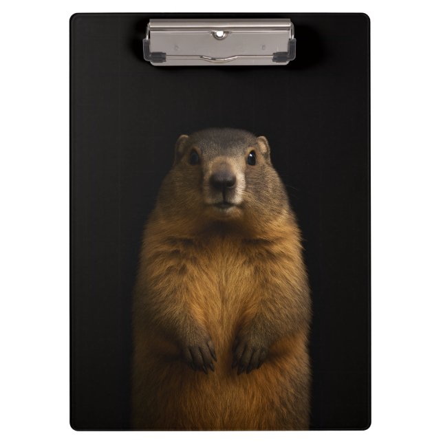 Porte-bloc noir 4 Luxe, Marmotte Fluffy (Devant)