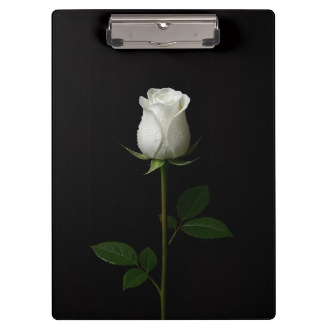 Porte-bloc noir 4 Luxe, Rose blanche pure (Devant)