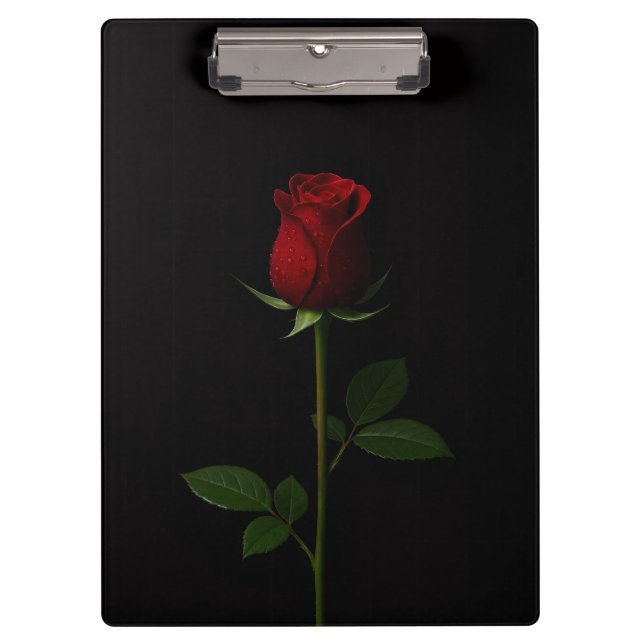 Porte-bloc noir 4 Luxe, Rose rouge en velours (Devant)