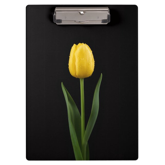 Porte-bloc noir 4 Luxe, Tulipe jaune doré (Devant)