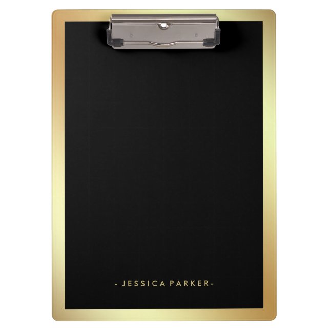 Porte-bloc Noir avec la frontière de charme d'or de Faux (Devant)