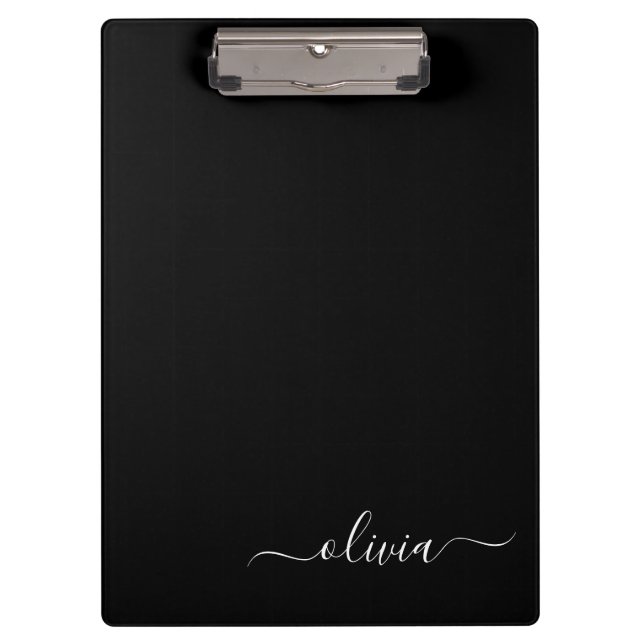 Porte-bloc Noir Blanc Moderne Minimaliste Élégant Monogramme (Devant)