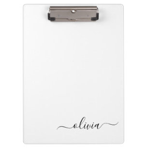 Porte-bloc Noir Blanc moderne Script Girl Monogramme Nom