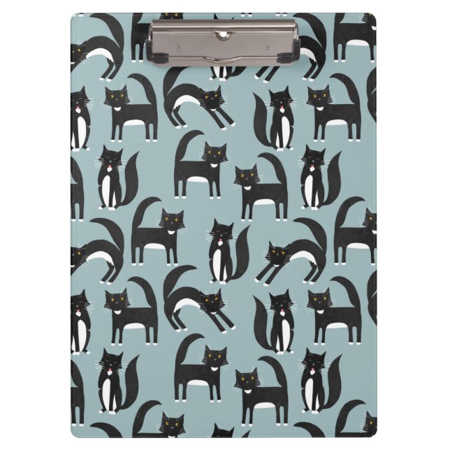 Porte-bloc Noir et blanc Cute Tuxedo Kitty Cats Motif (Devant)
