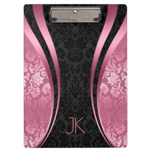 Porte-bloc Noir Et Corail Rouge Géométrique Damas Florales