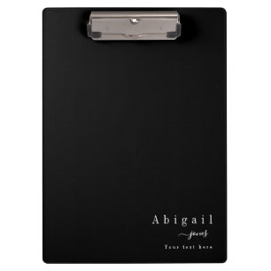 Porte-bloc Noir Simple Nom de script Moderne personnalisé