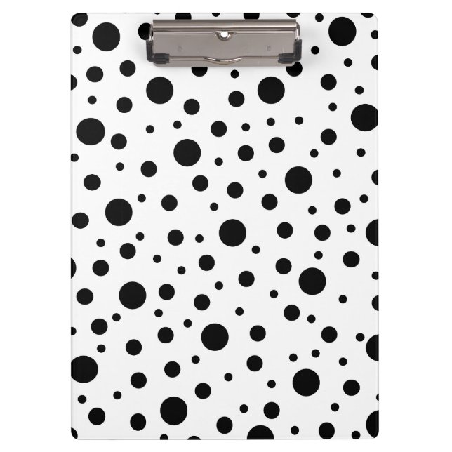 Porte-bloc Noir sur le Motif Polka blanc (Devant)
