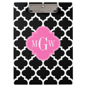 Porte-bloc Noir Whal Marocain #5 Hot Rose #2 Nom Monogramme