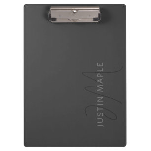 Porte-bloc Nom au look cool & monogramme   Gris foncé