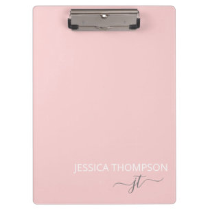 Porte-bloc Nom de monogramme rose moderne et féminin