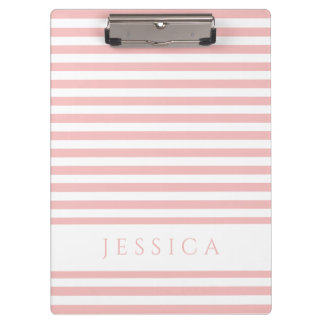 Porte-bloc Nom du Motif à rayures blanches et roses molles