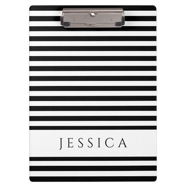 Porte-bloc Nom du Motif rayé noir et blanc (Devant)