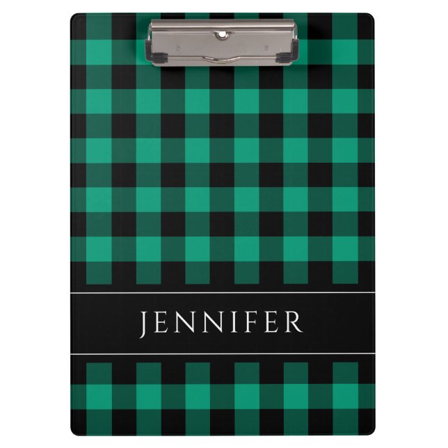 Porte-bloc Nom Green & Black Checks Plaid En vichy Motif (Devant)